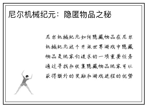尼尔机械纪元：隐匿物品之秘